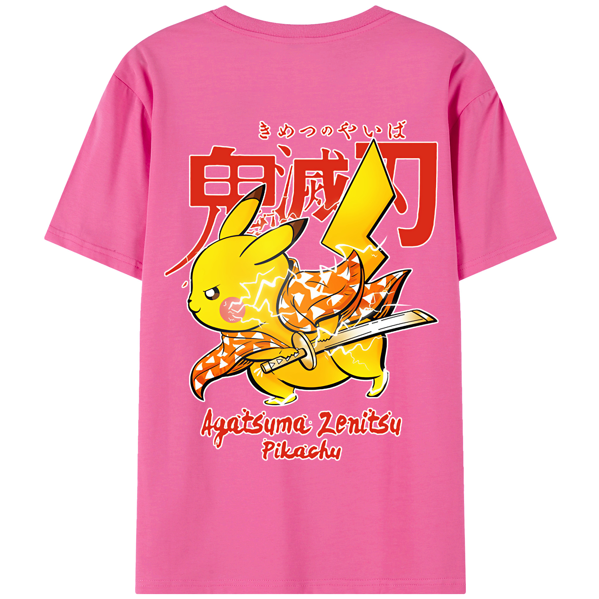 （画像用） 鬼滅の刃（きめつのやいば）我妻 善逸／あがつま ぜんいつ Agatsuma Zenitsu レディース半袖Tシャツ(バックプリント)